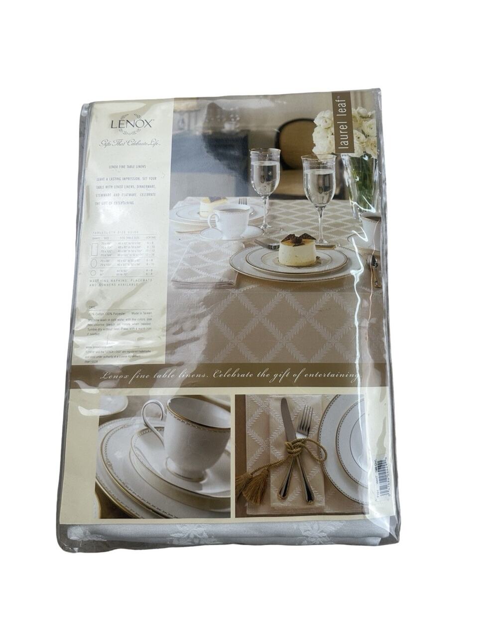 NEW Lenox Laurel Leaf 70" x 86” Oval White Tablecloth Fine Table Linen